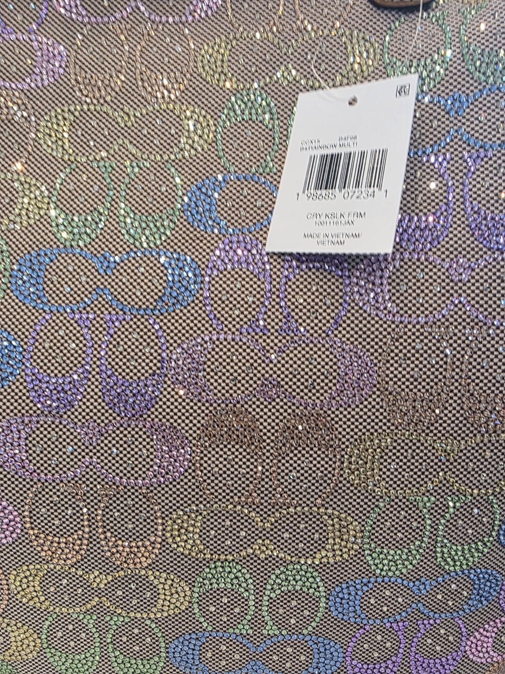 Coach Rainbow Crystal Signature Large Kisslock Bag - Picture 3 of 9